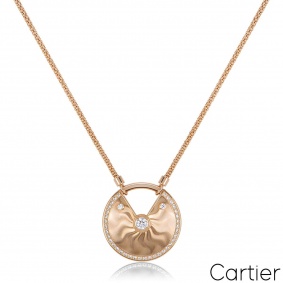 Cartier Rose Gold Guilloche Amulette De Cartier Necklace